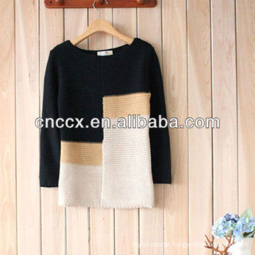 12STC0537 ladies color block knit sweater